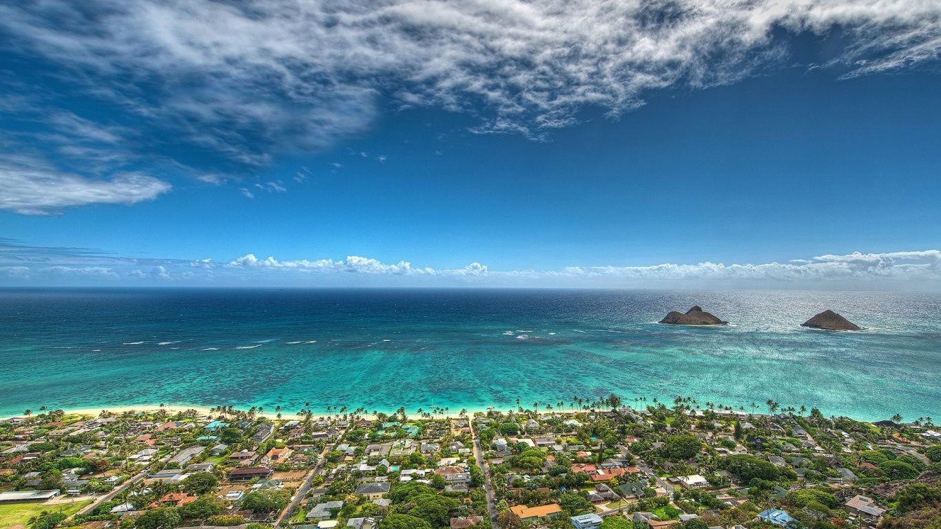 1366x768 Beautiful Lanikai Beach Hawaii desktop PC and Mac