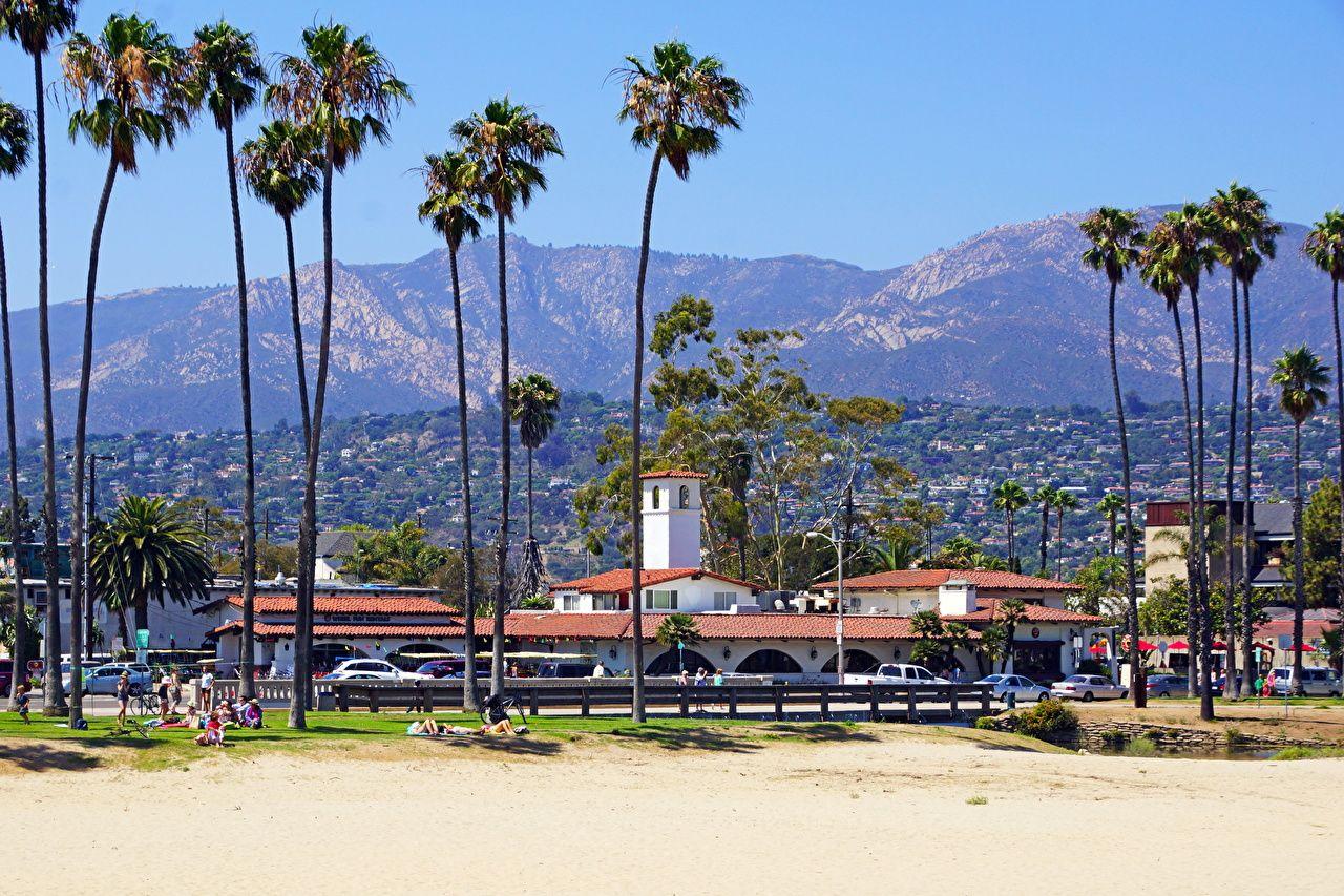 1280x853 Hình ảnh California Hoa Kỳ Cây cọ trên bãi biển Santa Barbara Các thành phố