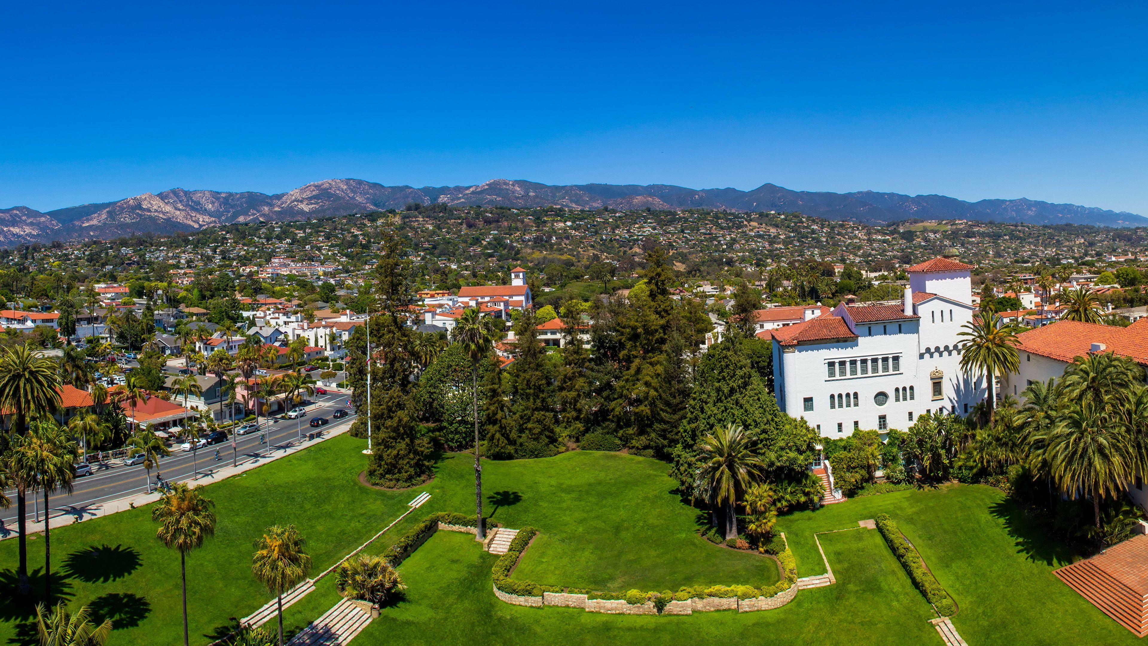3840x2160 Hình nền máy tính để bàn Hoa Kỳ Santa Barbara Lawn Grass Từ trên cao