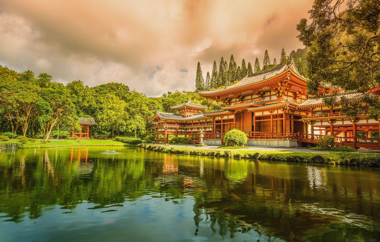 1332x850 Wallpaper Hawaii, temple, Buddhist, the island of Oahu