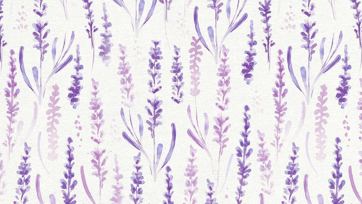 1200x675 Purple Lavender Watercolor Floral Mural