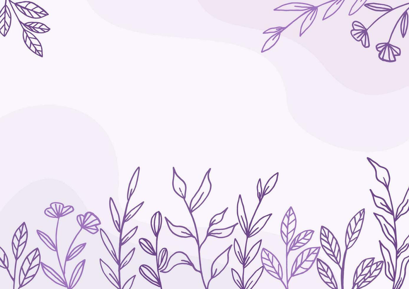 1387x980 Beautiful Purple floral background with hand drawn leaves and flower border on pastel flat color for wedding invitation or engagement or greeting card