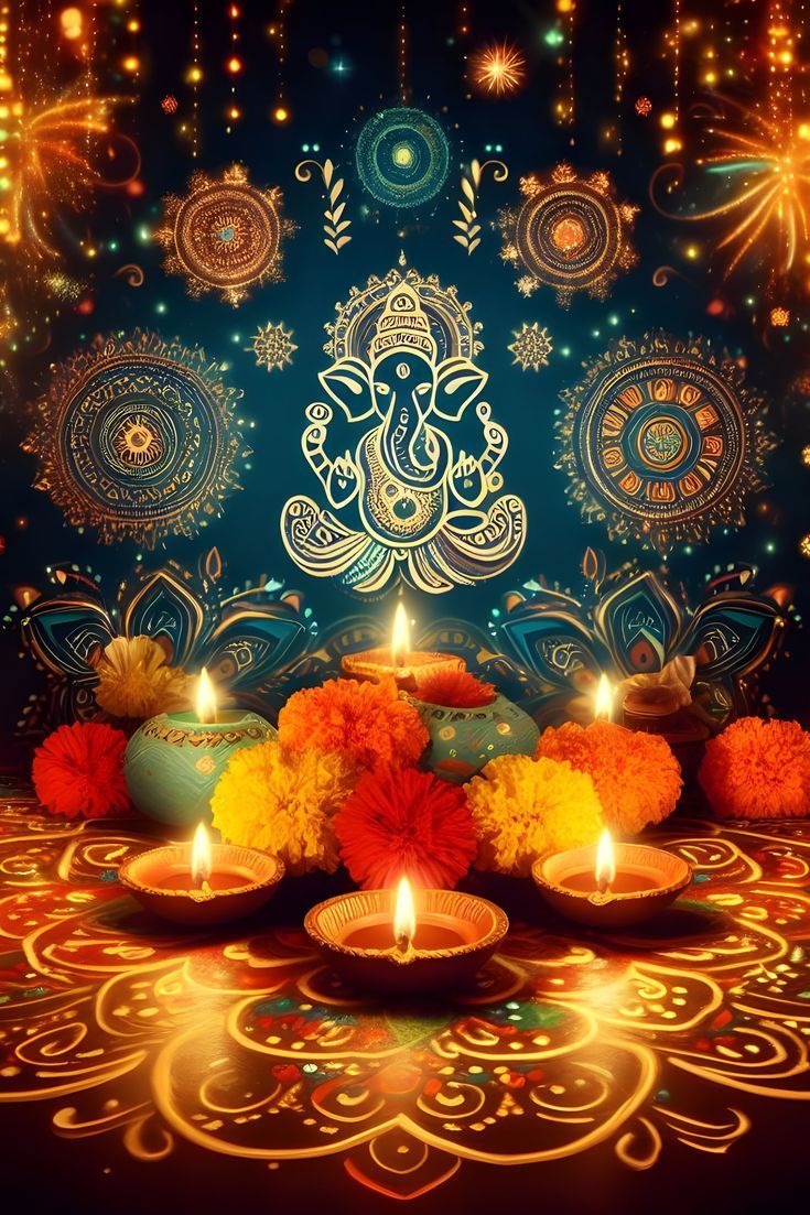 735x1103 Ganesha Diwali Wallpaper
