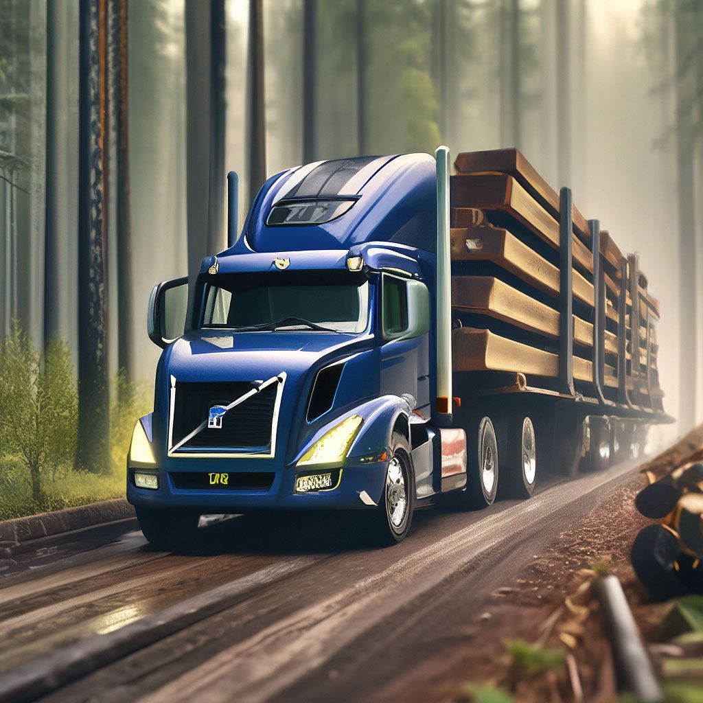 1024x1024 Volvo vnl logging truck, forest