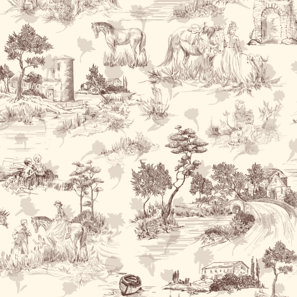 1034x1034 Toile de Jouy Peel and Stick Wallpaper