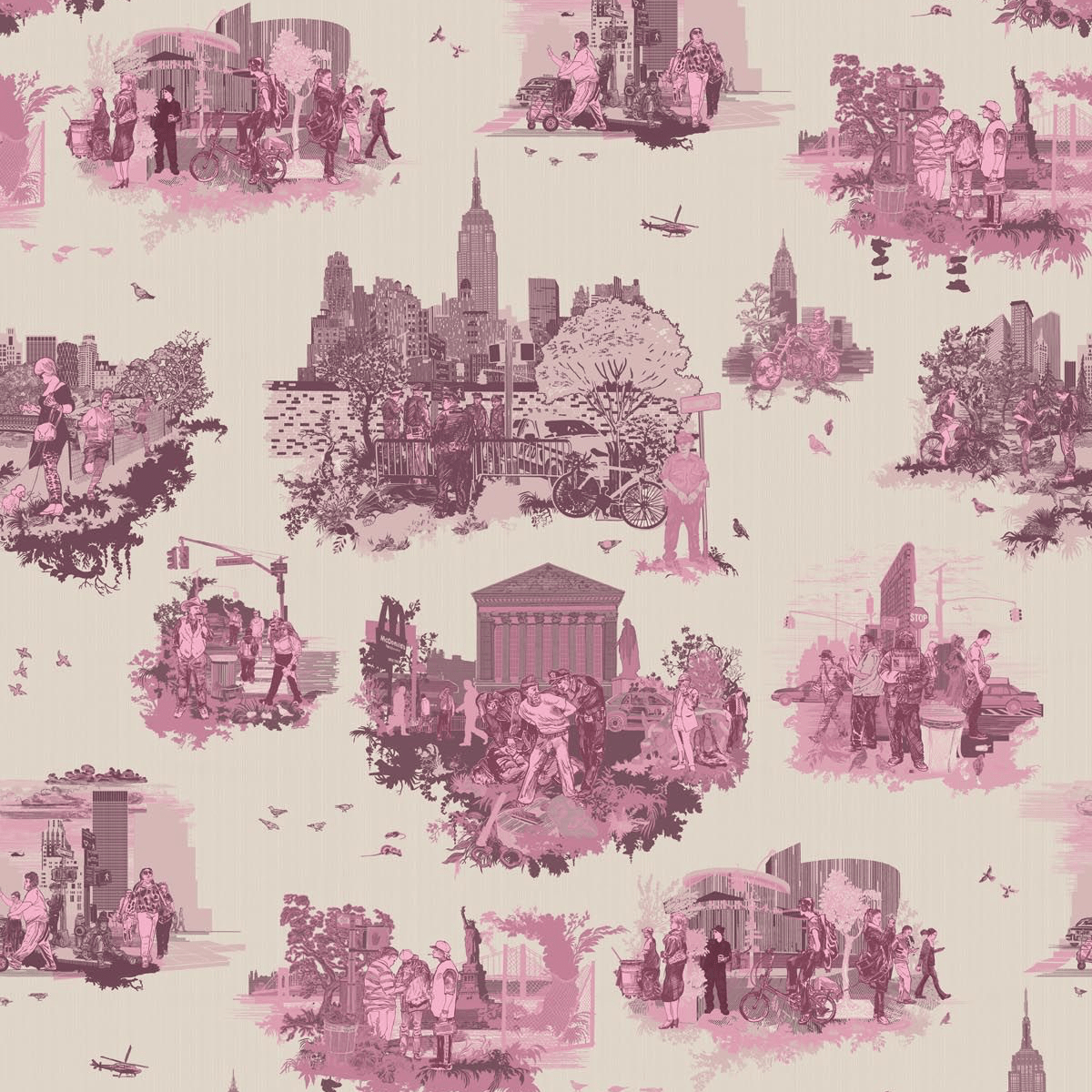 1200x1200 new york toile wallpaper