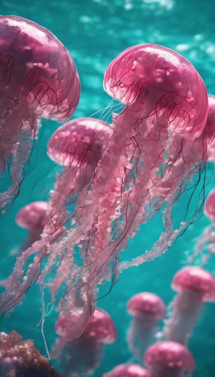 720x1260 A pack of vibrant pink jellyfish