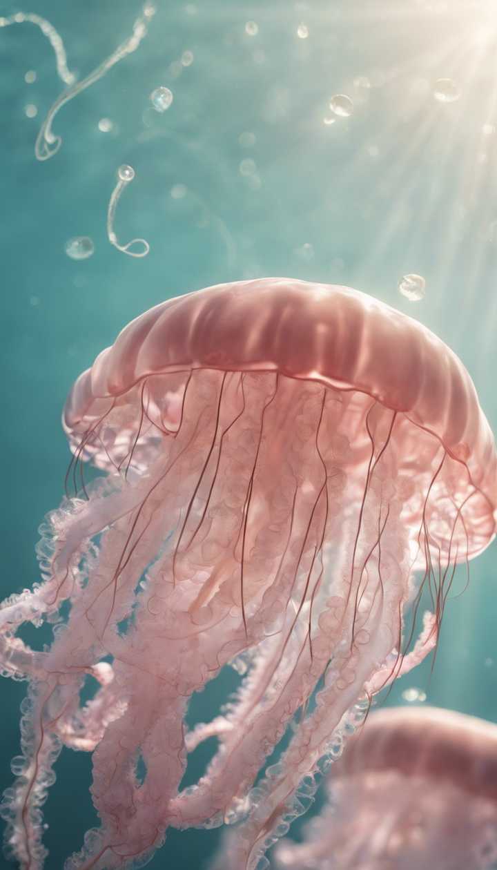 720x1260 A delicate pink jellyfish with long