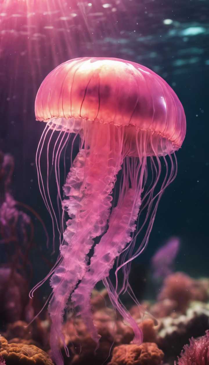720x1260 A pink jellyfish in a vibrant
