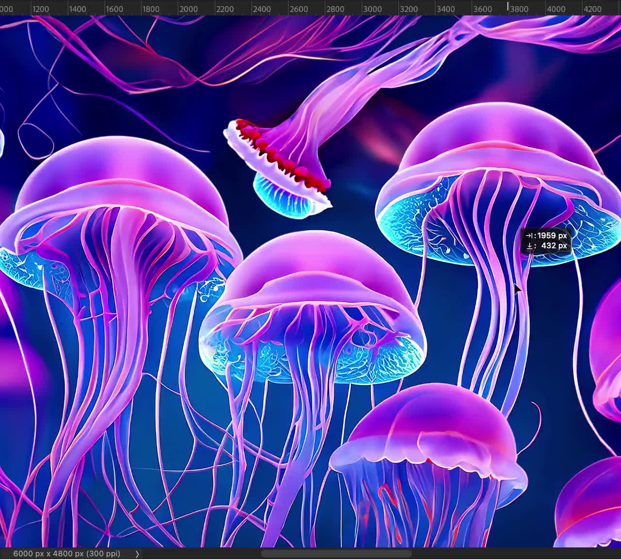 1280x1152 Glowing Neon Jellyfish Seamless Digital