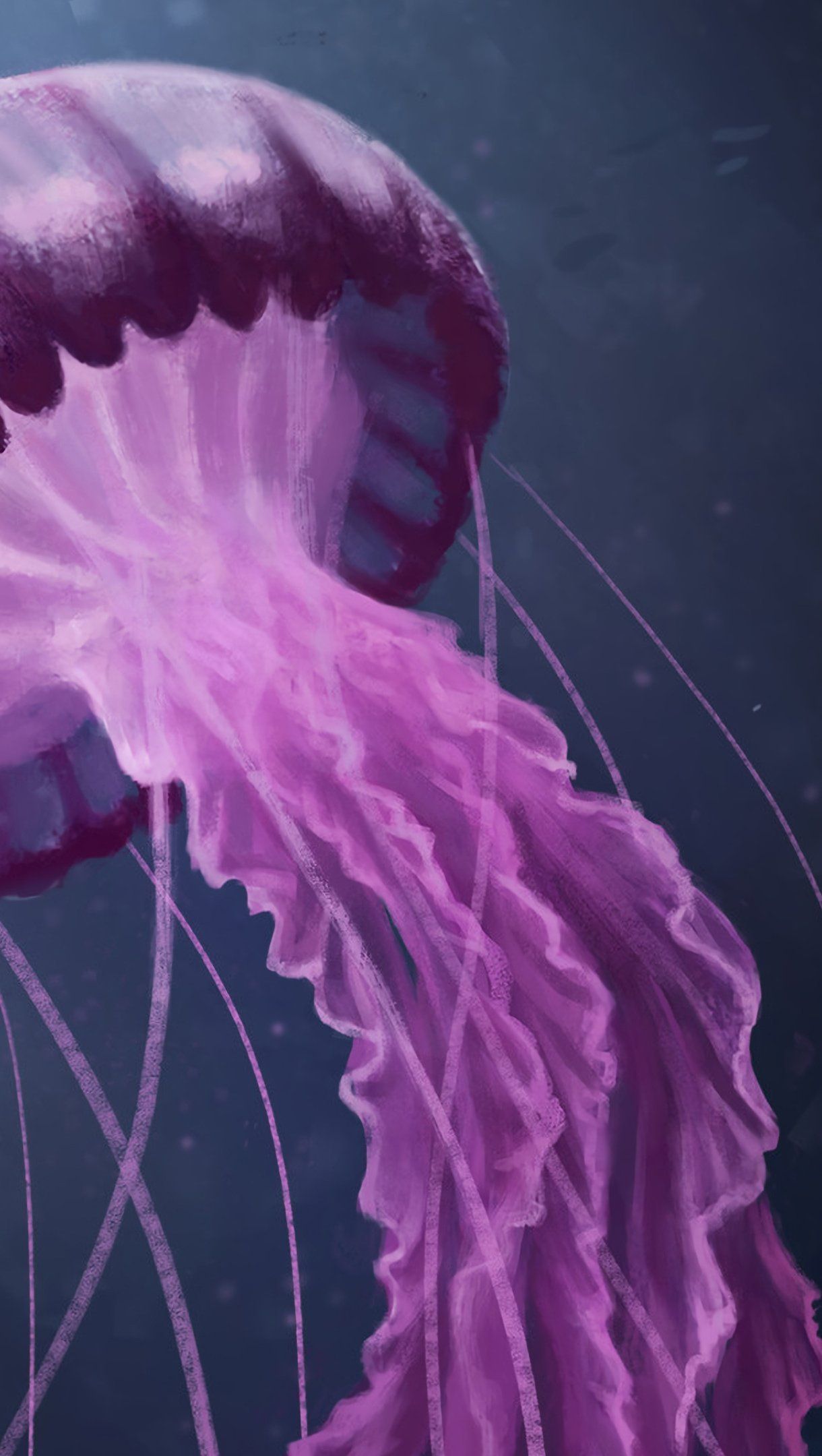 1220x2160 Pink Jellyfish under the sea Wallpaper