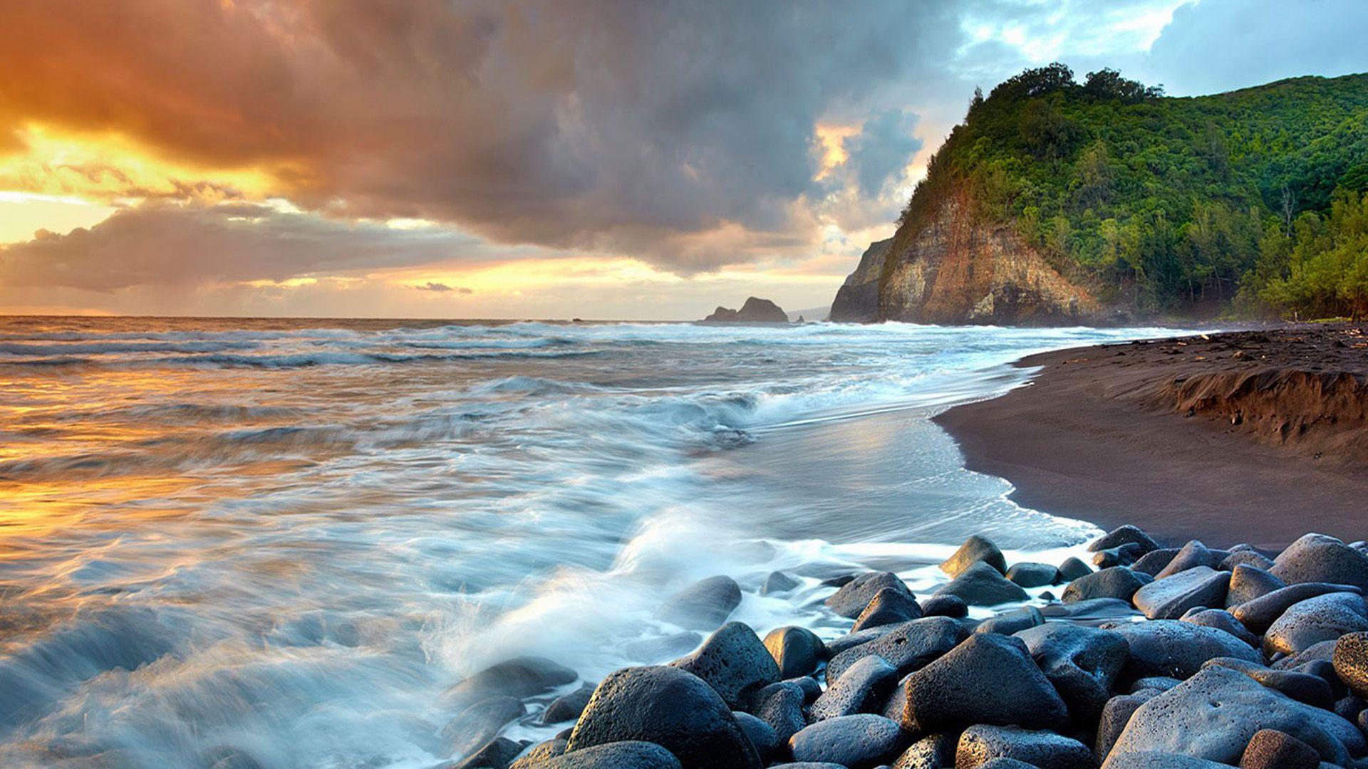 1920x1080 Exotic Big Island Hawaii Ocean Coast Waves Computer