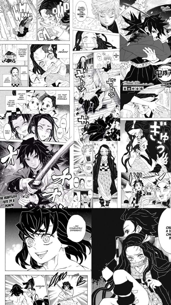 674x1200 Demon Slayer Manga Panels Wallpaper