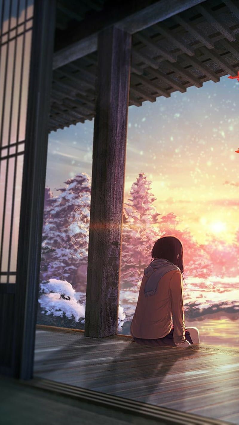800x1422 Girl Alone, anime, love, HD wallpaper