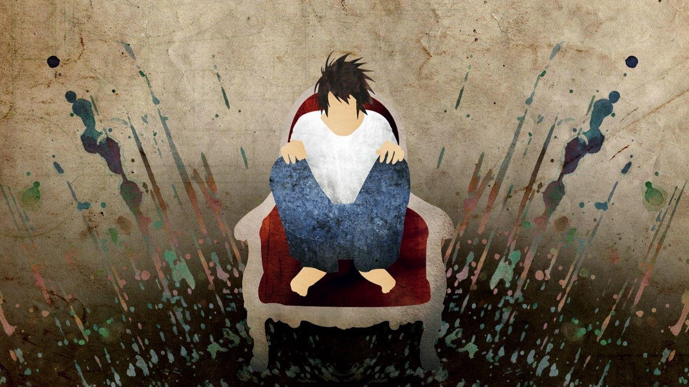1366x768 Download wallpaper 1366x768 death note, l lawliet, l