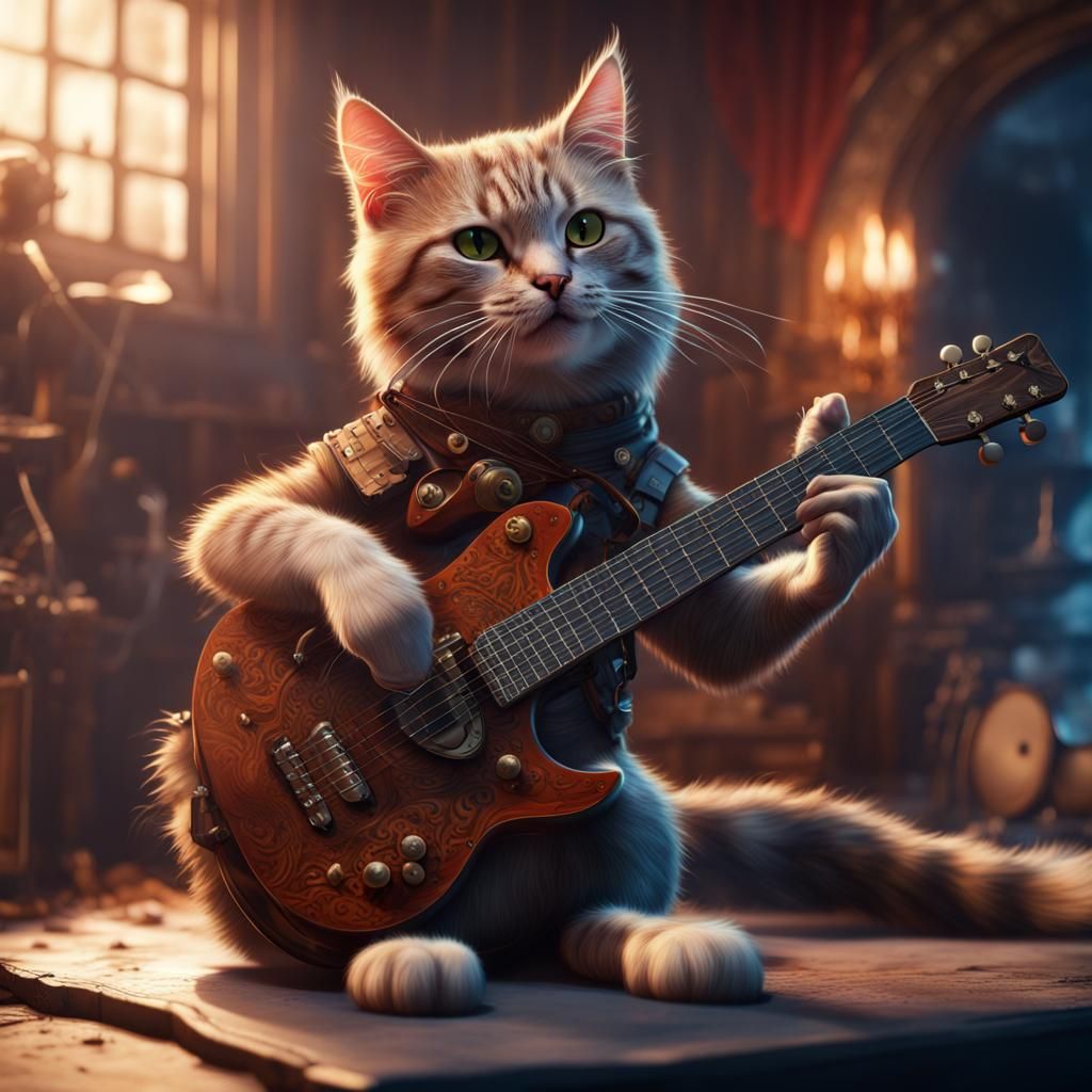 1024x1024 A cat playing guitar Generated