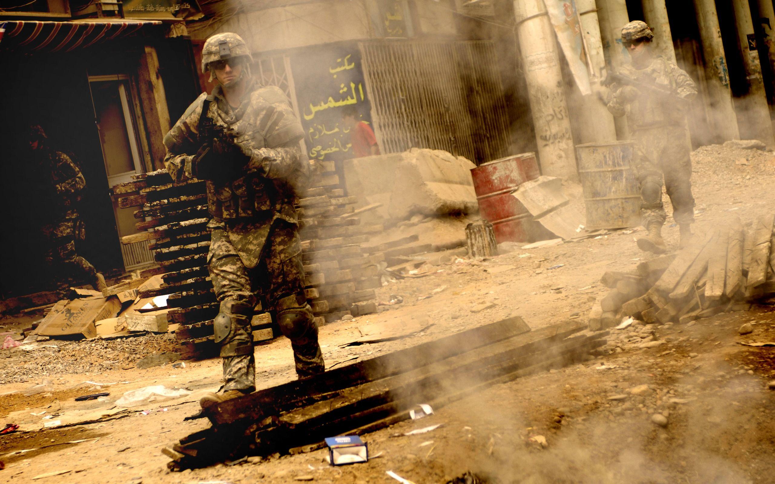 2560x1600 rifles, soldiers, machine gun, soldier, smoke, armor, Iraq