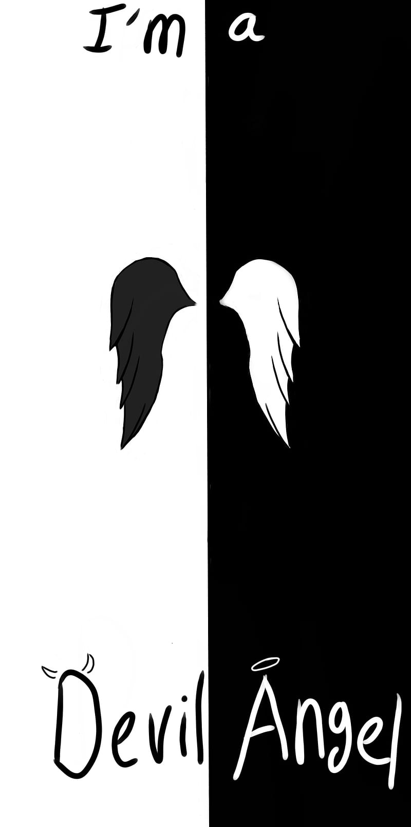 800x1608 Devil and Angel, wings, HD phone wallpaper
