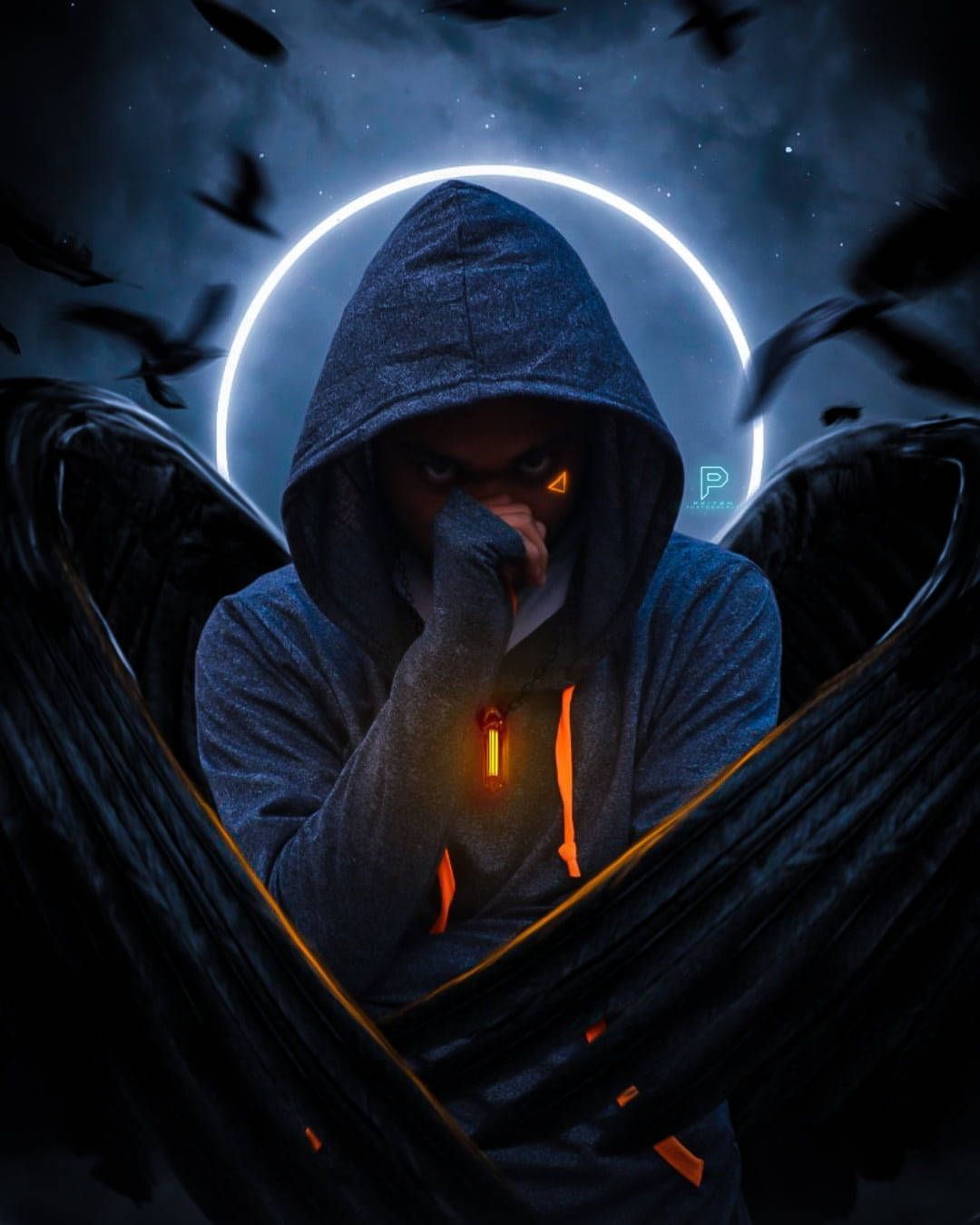 1080x1350 Hooded Devil Boy Wings Wallpaper