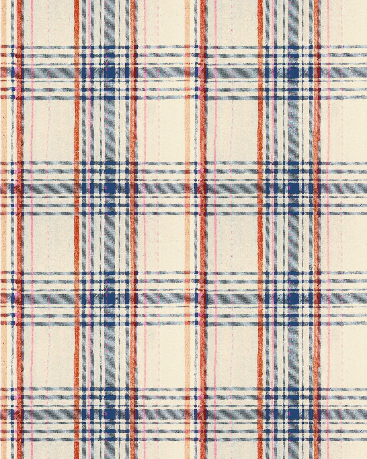 1280x1600 SEAPORT PLAID Cream Wallpaper