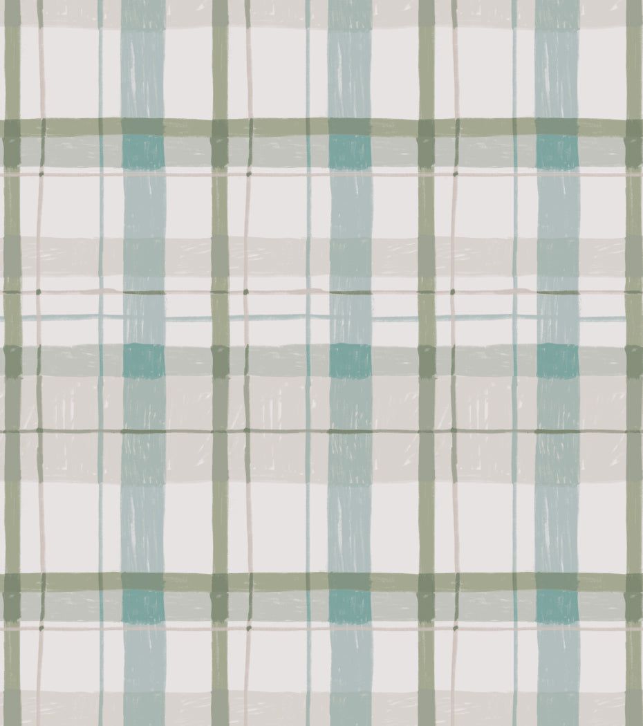 930x1050 Plaid, Neutral' Grasscloth Wallpaper