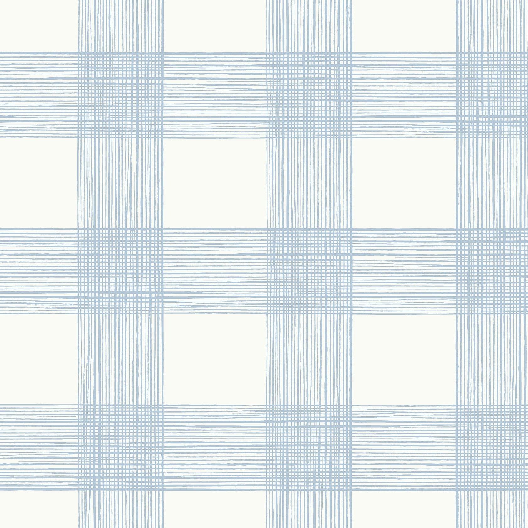 1680x1680 A Street Prints Scarborough Light Blue Striated Plaid Wallpaper