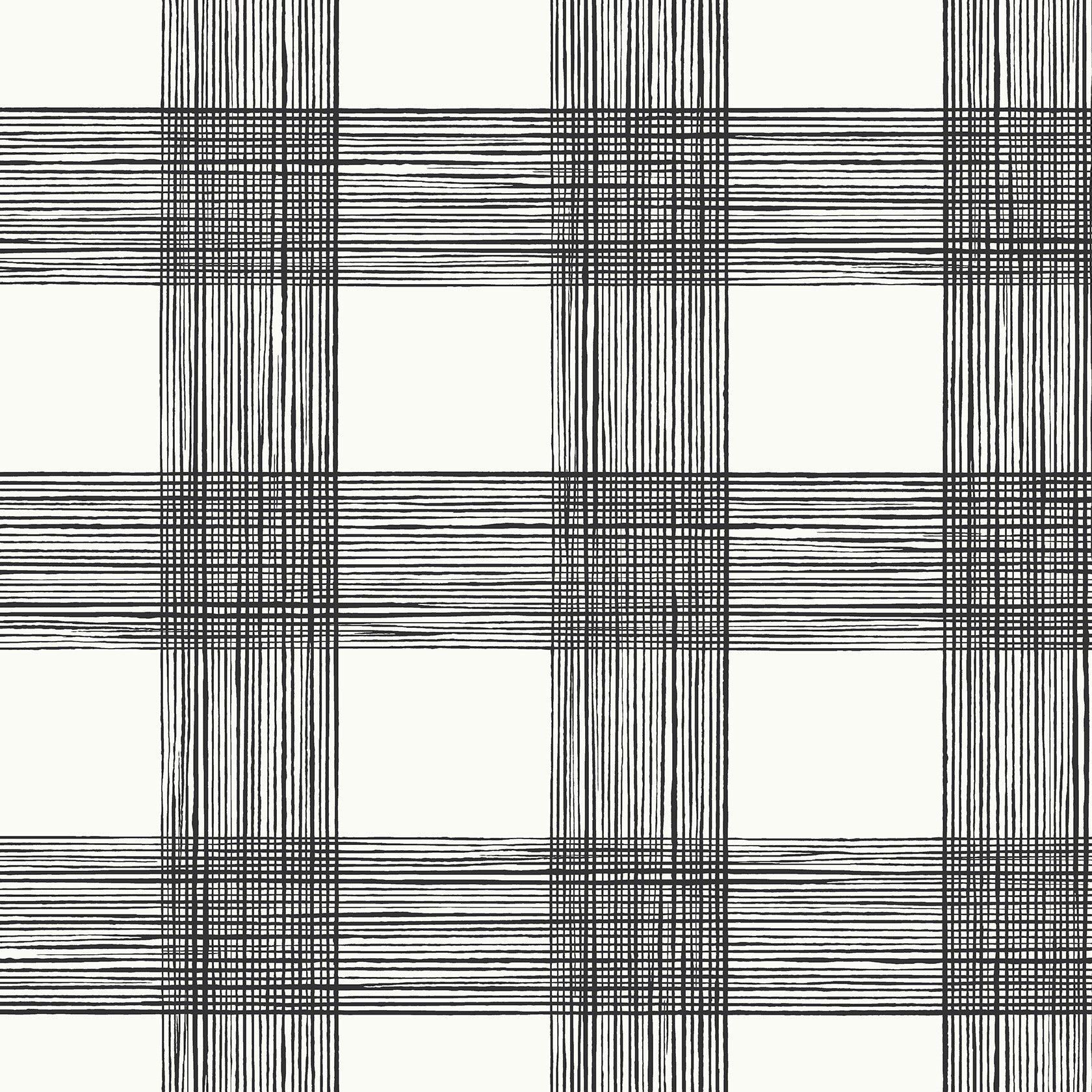 1680x1680 A Street Prints Scarborough Black Striated Plaid Wallpaper
