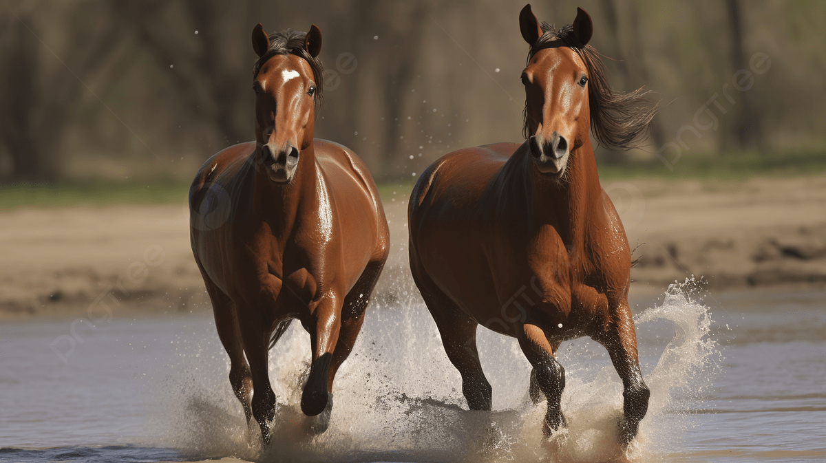 1200x673 Brown Horses Running In A Shallow Body
