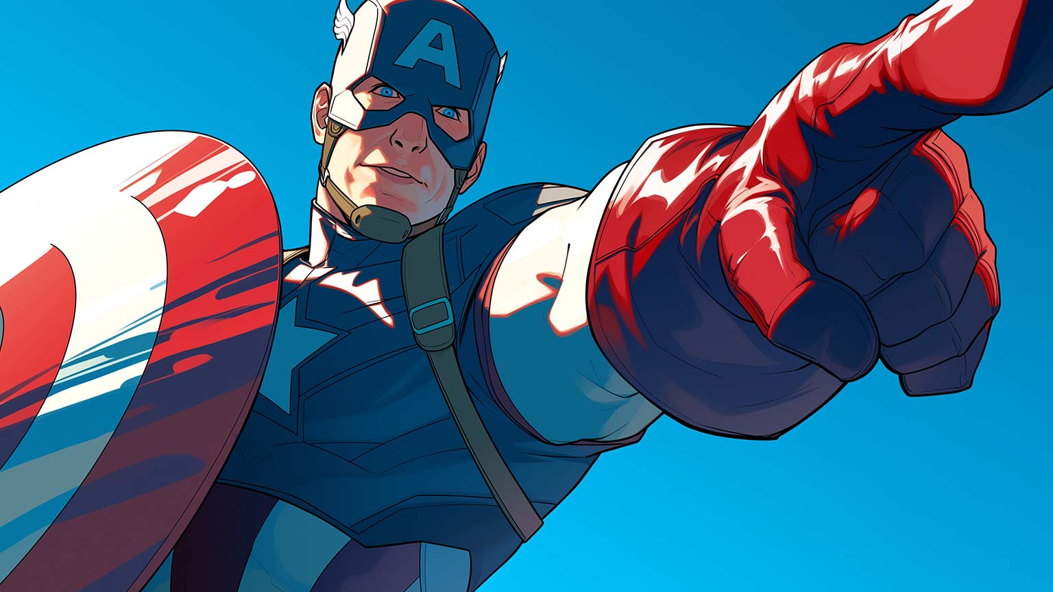 1536x864 Captain America with Shield Blue Marvel Desktop Wallpaper in 4K