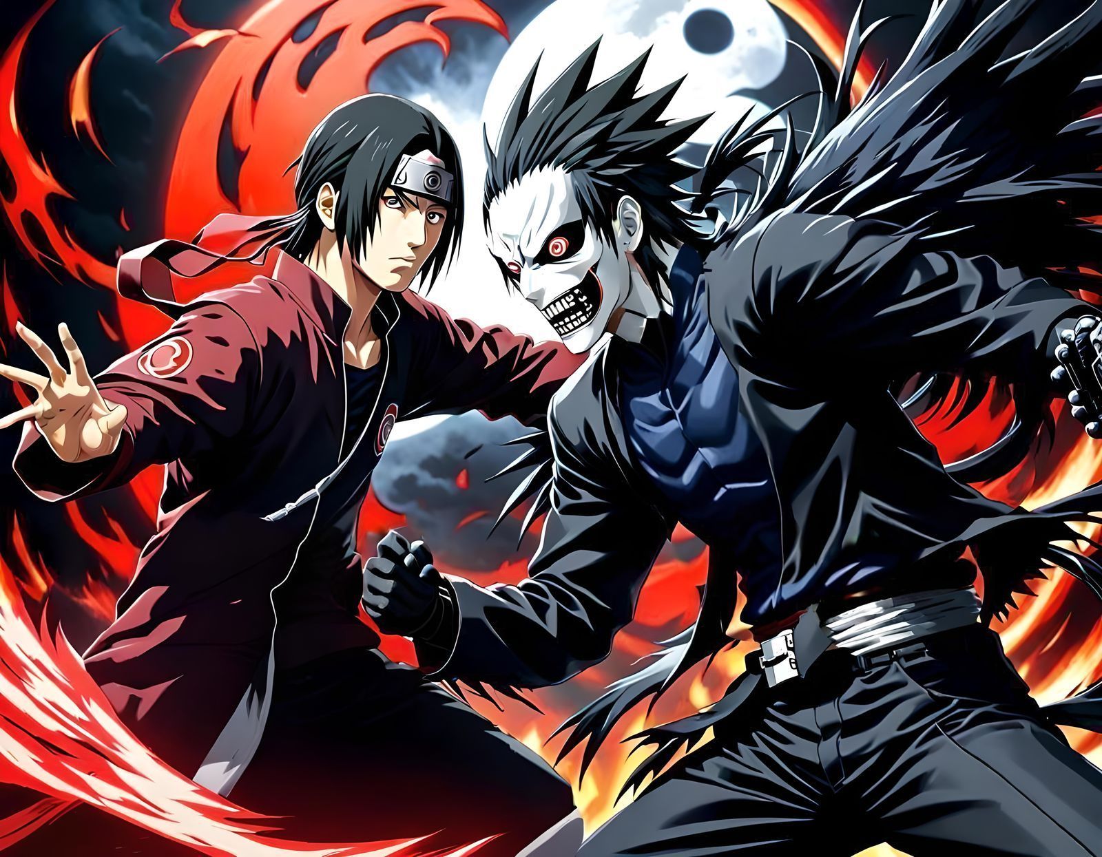 1600x1245 Itachi Uchiha from Naruto fighting Ryul