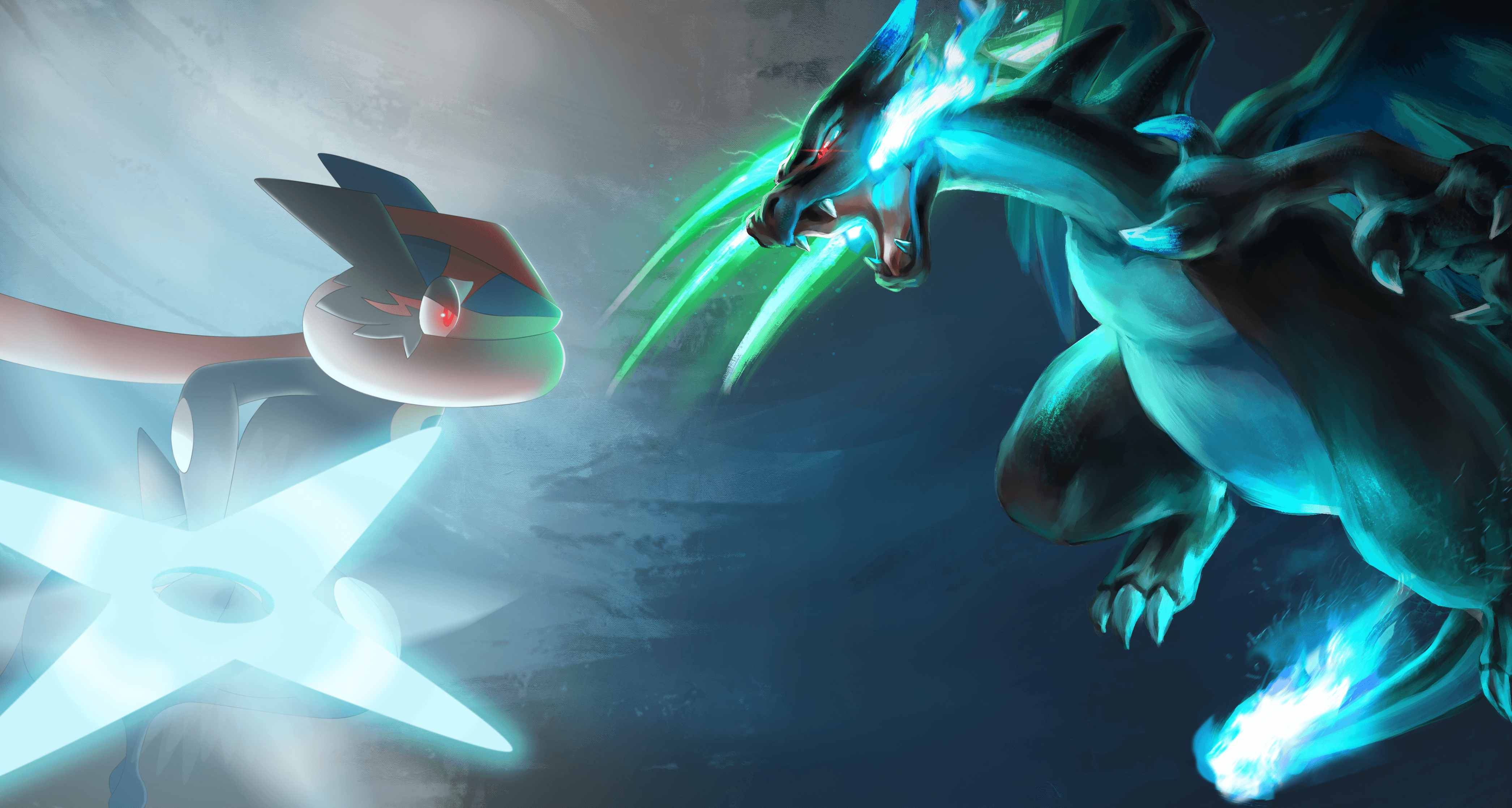 Lucario and Greninja, nintendo, pokemon, HD phone wallpaper