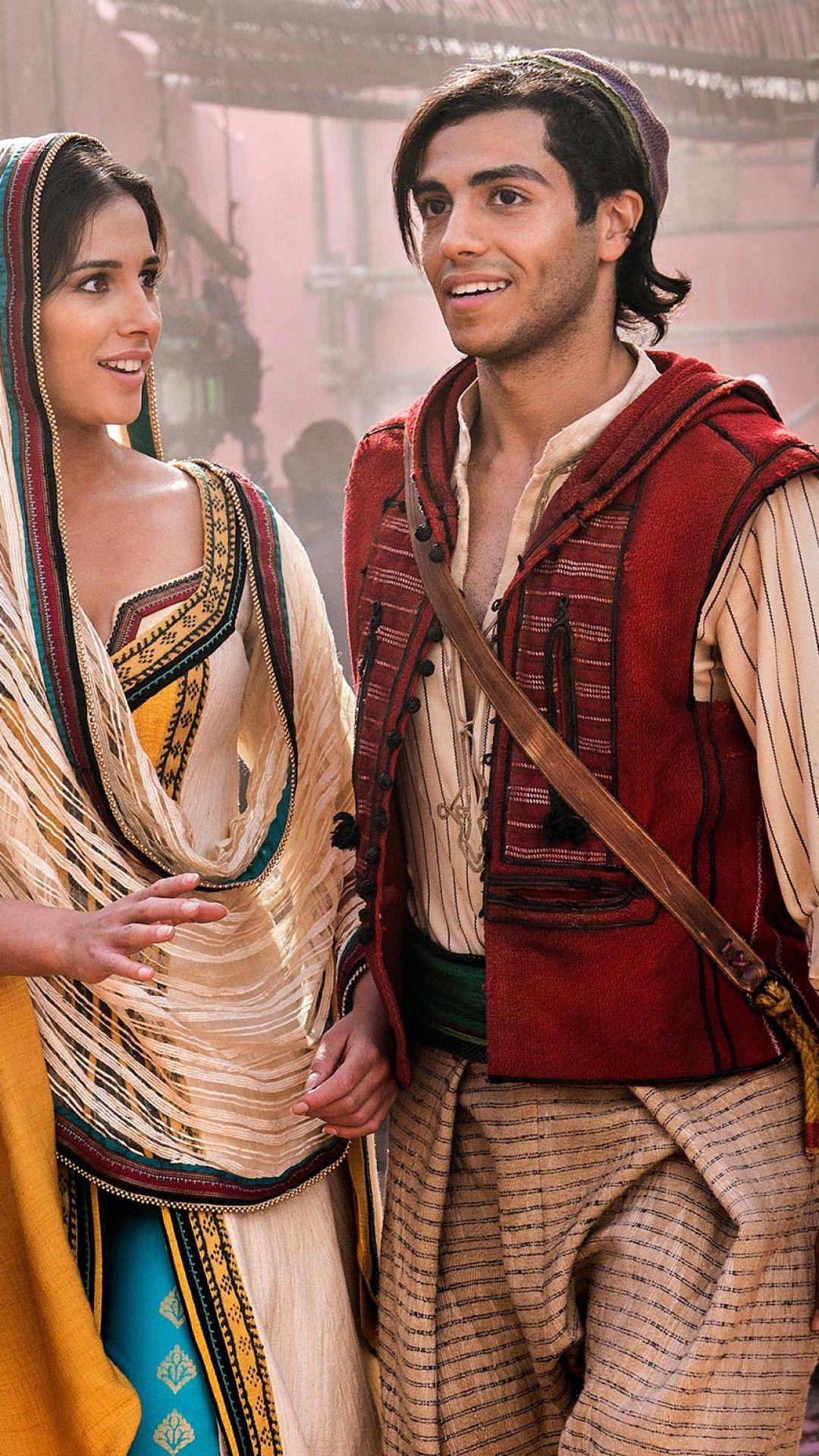 1080x1920 Wallpaper Aladdin, Naomi Scott, Mena Massoud, HD, Movies
