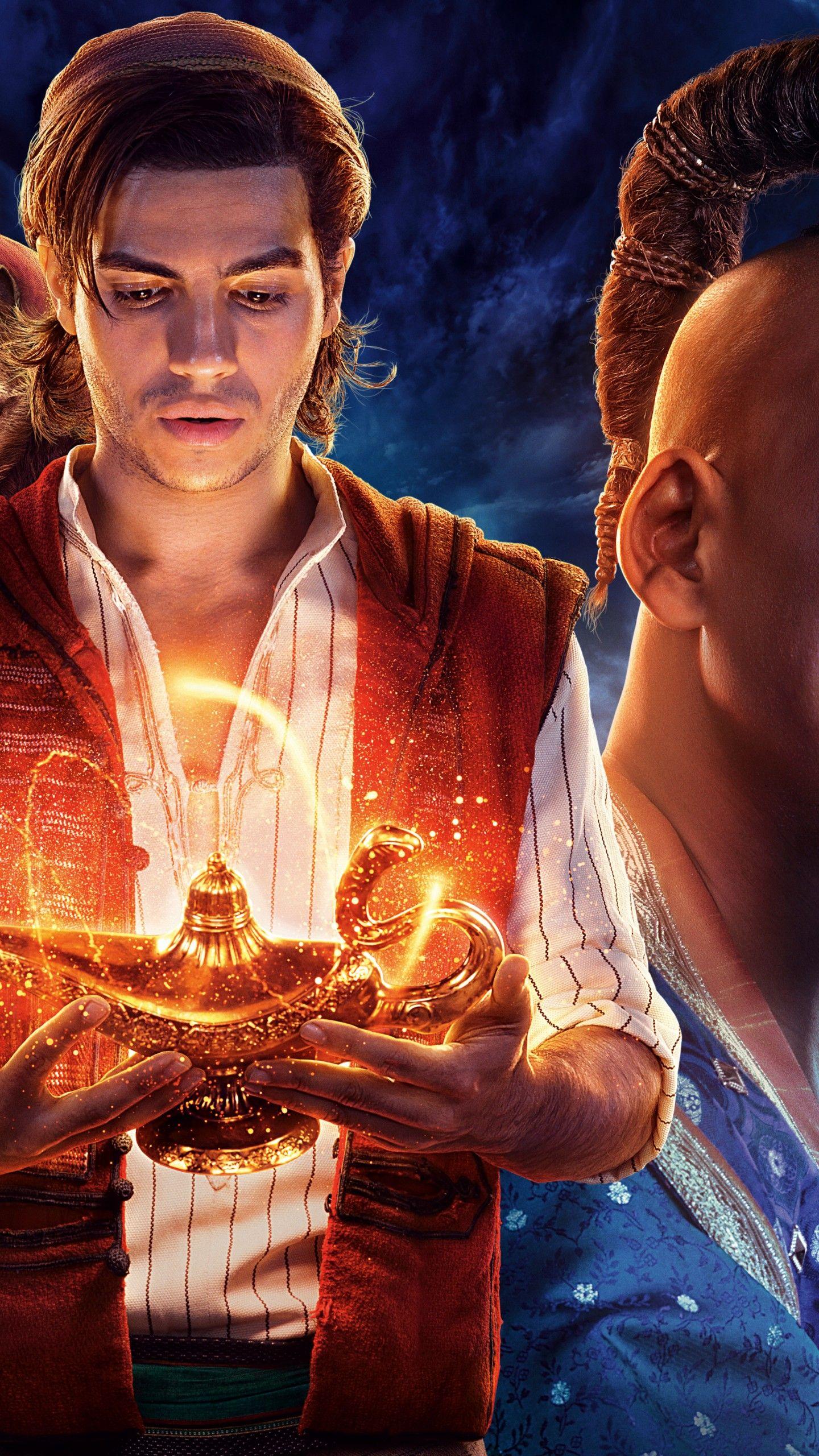 1440x2560 Wallpaper Aladdin, Mena Massoud, Naomi Scott, Princess