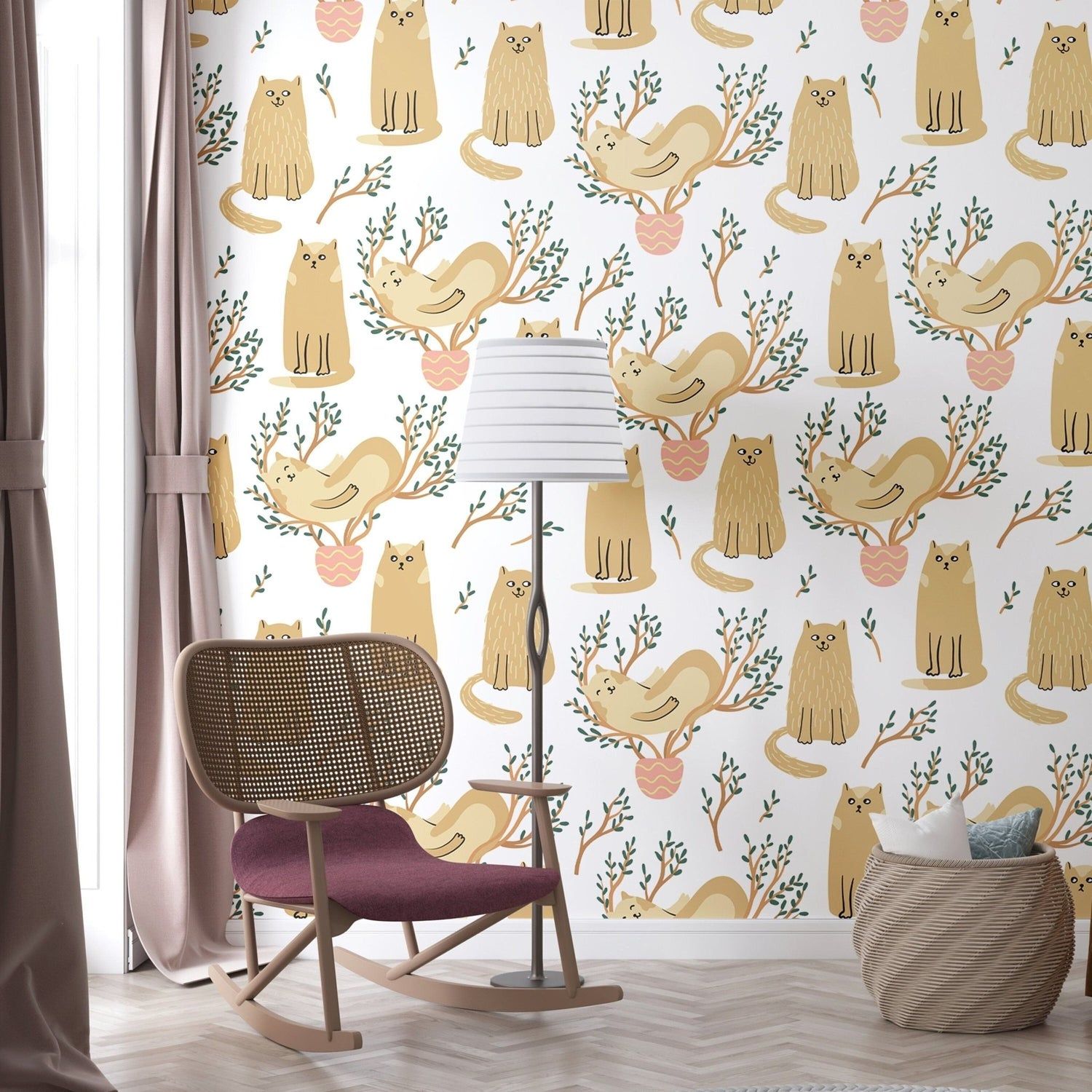 1500x1500 Cats wallpaper peel and stick or non