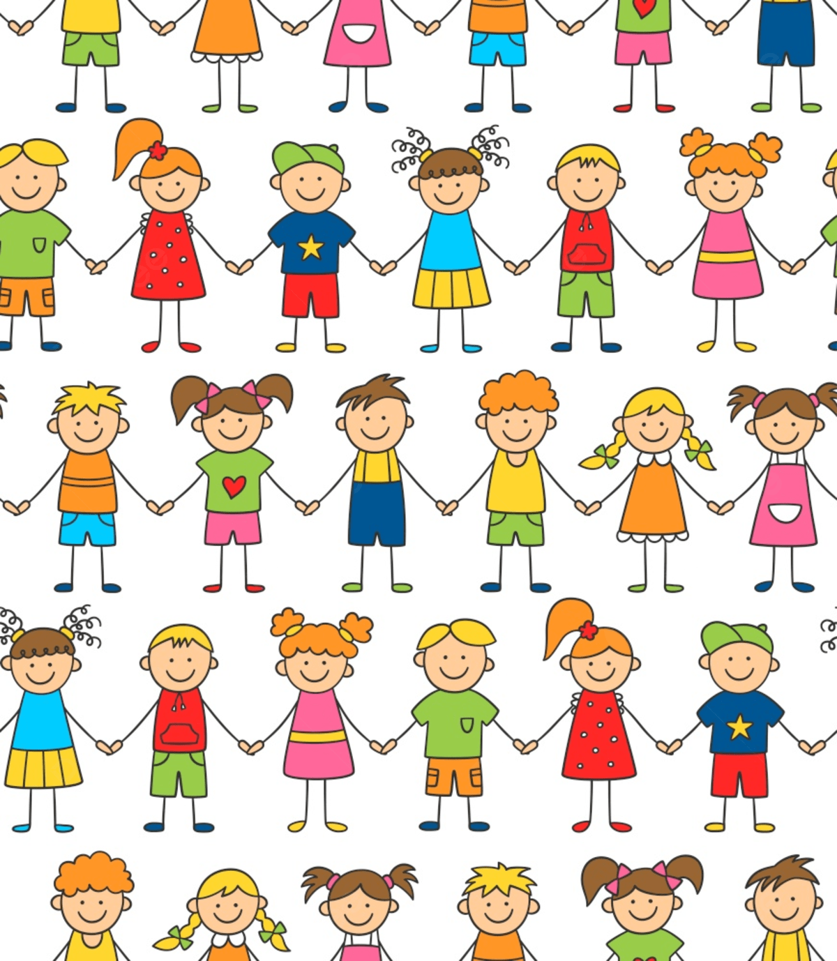 1200x1378 Seamless Pattern Of Funny Kids Holding