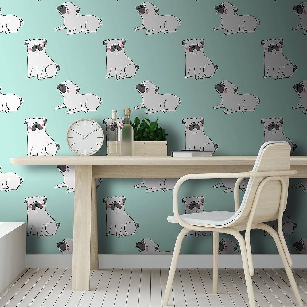1000x1000 Art Mural Photo Wallpaper, Funny Pug