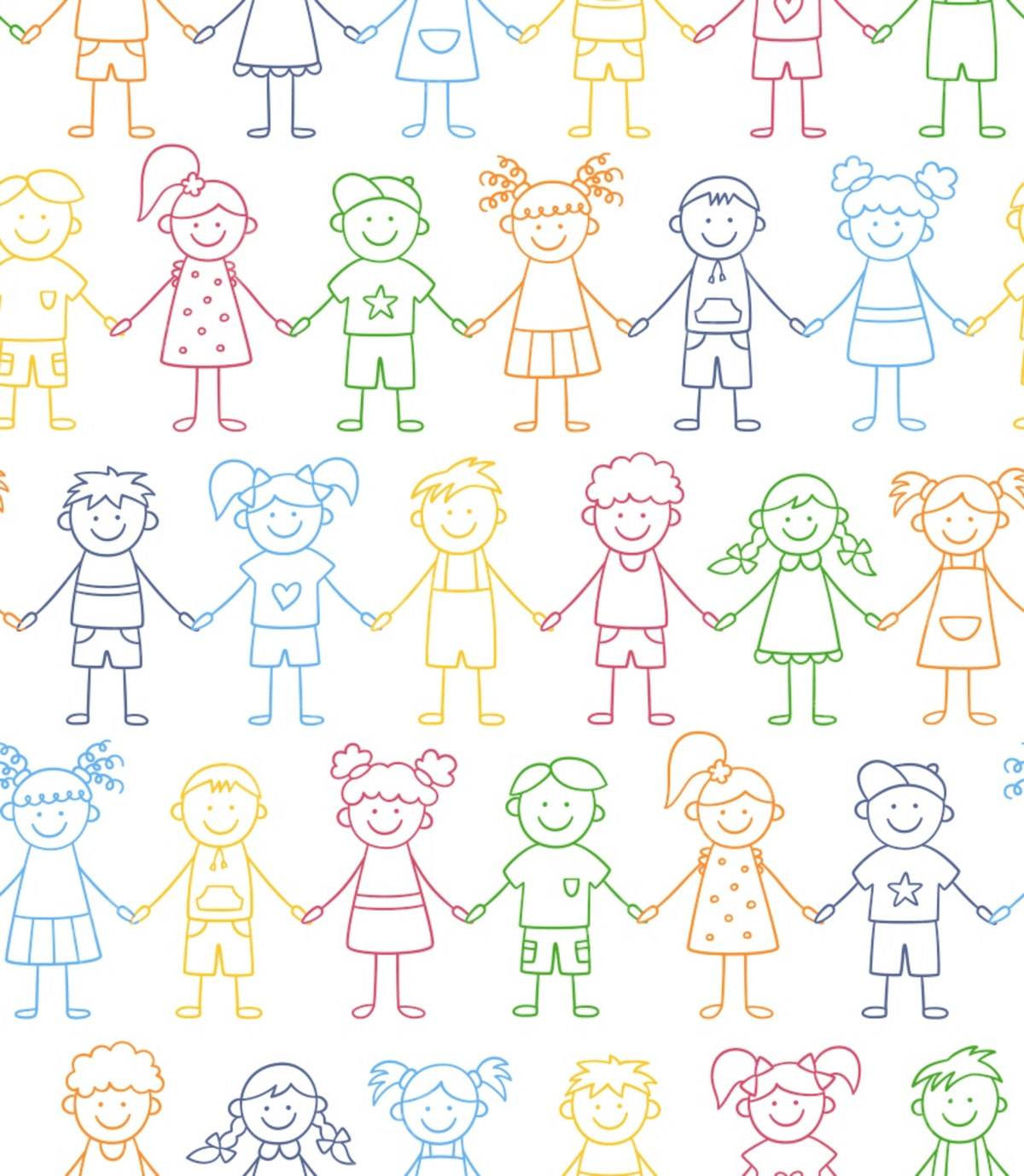 1200x1378 Seamless Pattern Of Funny Kids Holding