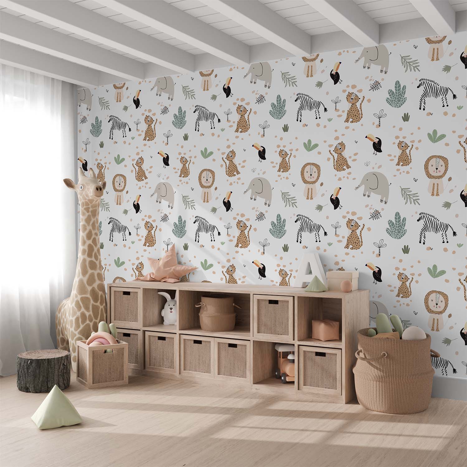 1500x1500 Funny Drawn Safari Animals Seamless