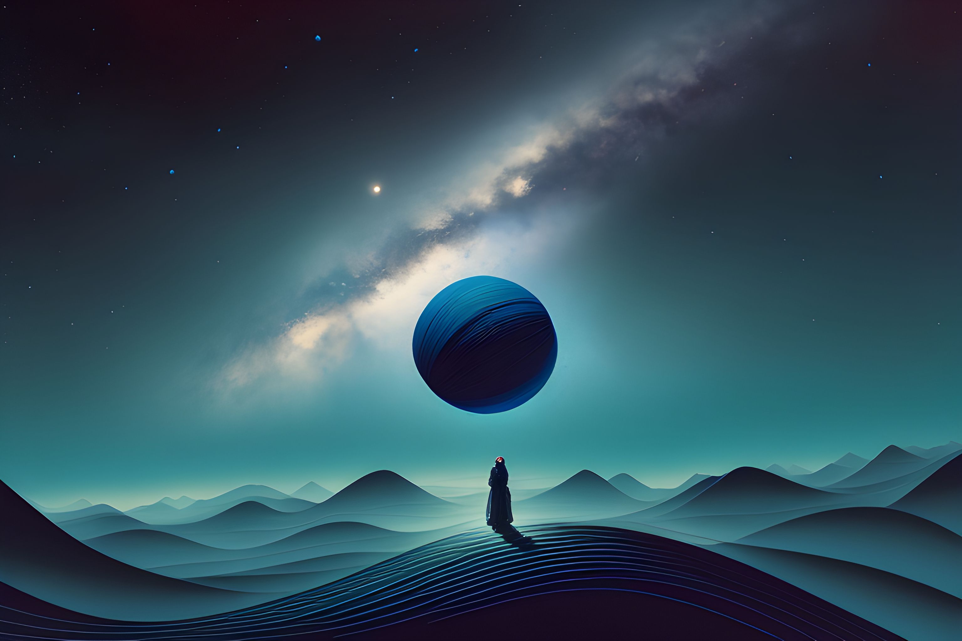 3072x2048 AI Anime Girl Exploring Planet