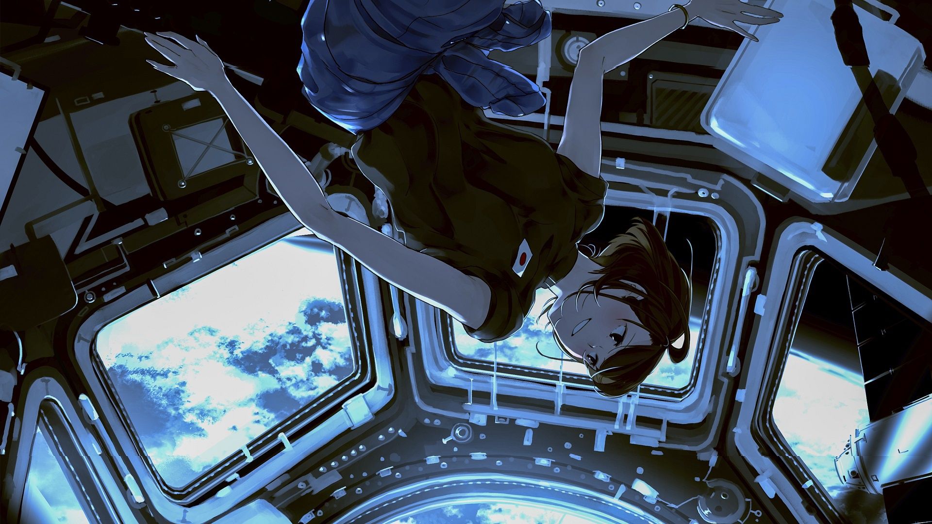 1920x1080 Wallpaper girl, space, weightlessness