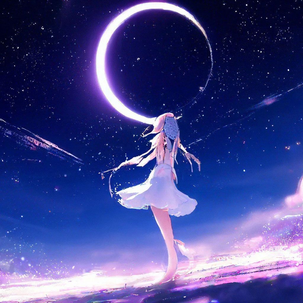 1024x1024 Anime girl in space, 4k, high quality