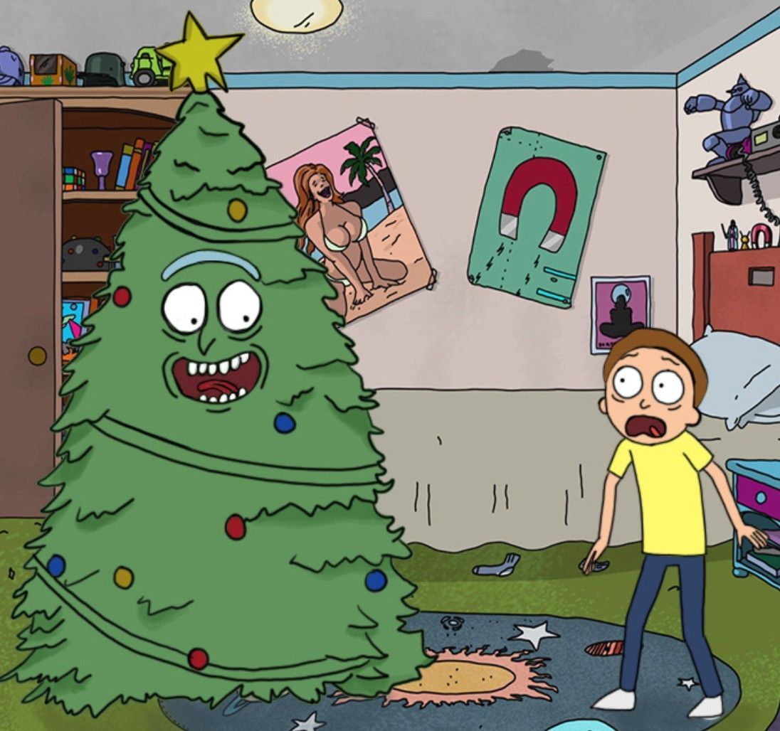 1096x1028 Cartoon christmas tree, Rick and morty