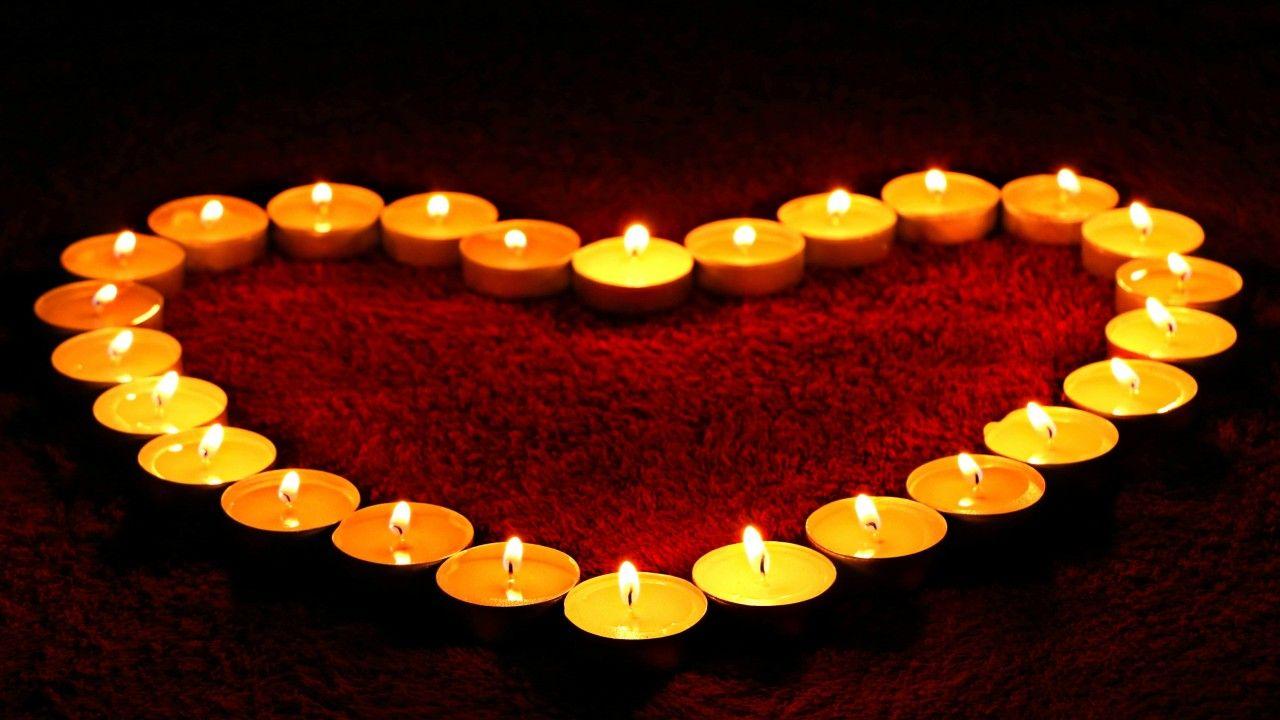 1280x720 Wallpaper Love heart, Candle lights, HD, Photography