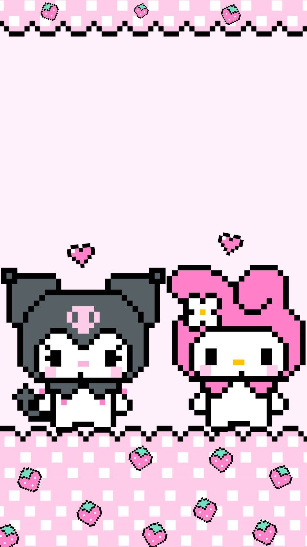 1080x1920 Pixelated My Melody Kuromi Wallpaper