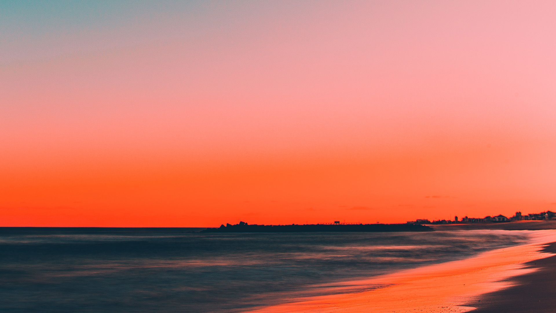 1920x1080 Sunset Beach Fall Night Sea Nature