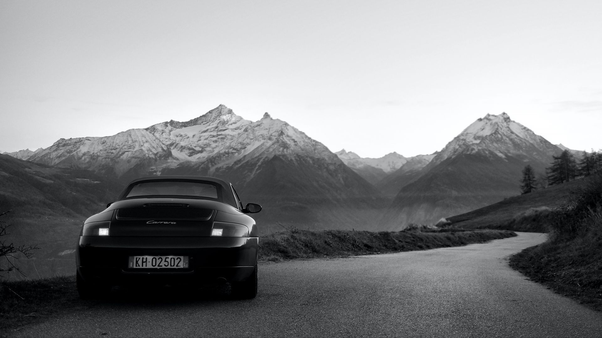 1920x1080 Wallpaper sports car porsche carrera bw