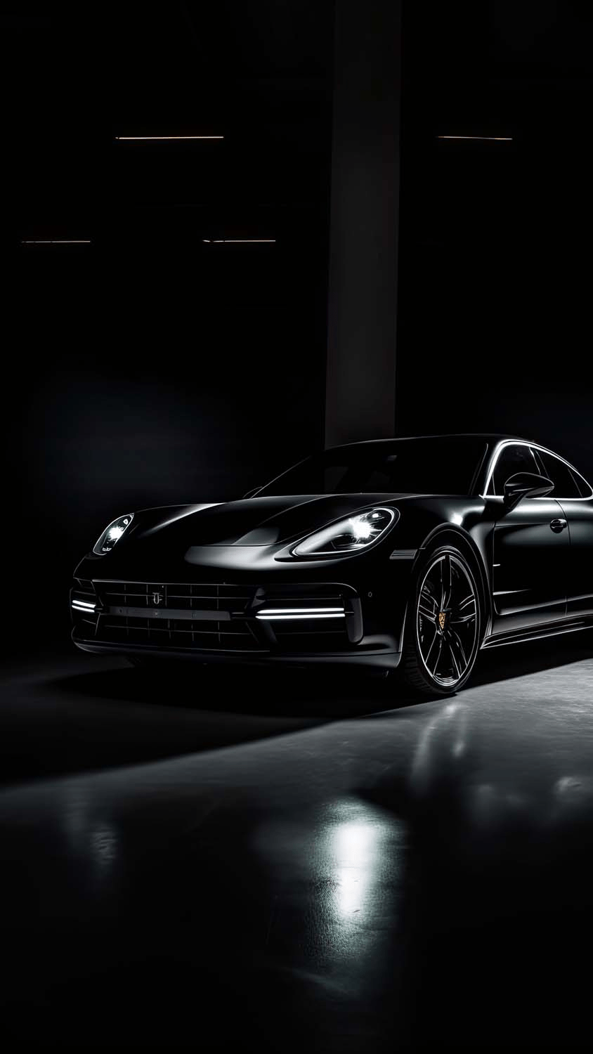 844x1500 Black Porsche iPhone Wallpaper 4K