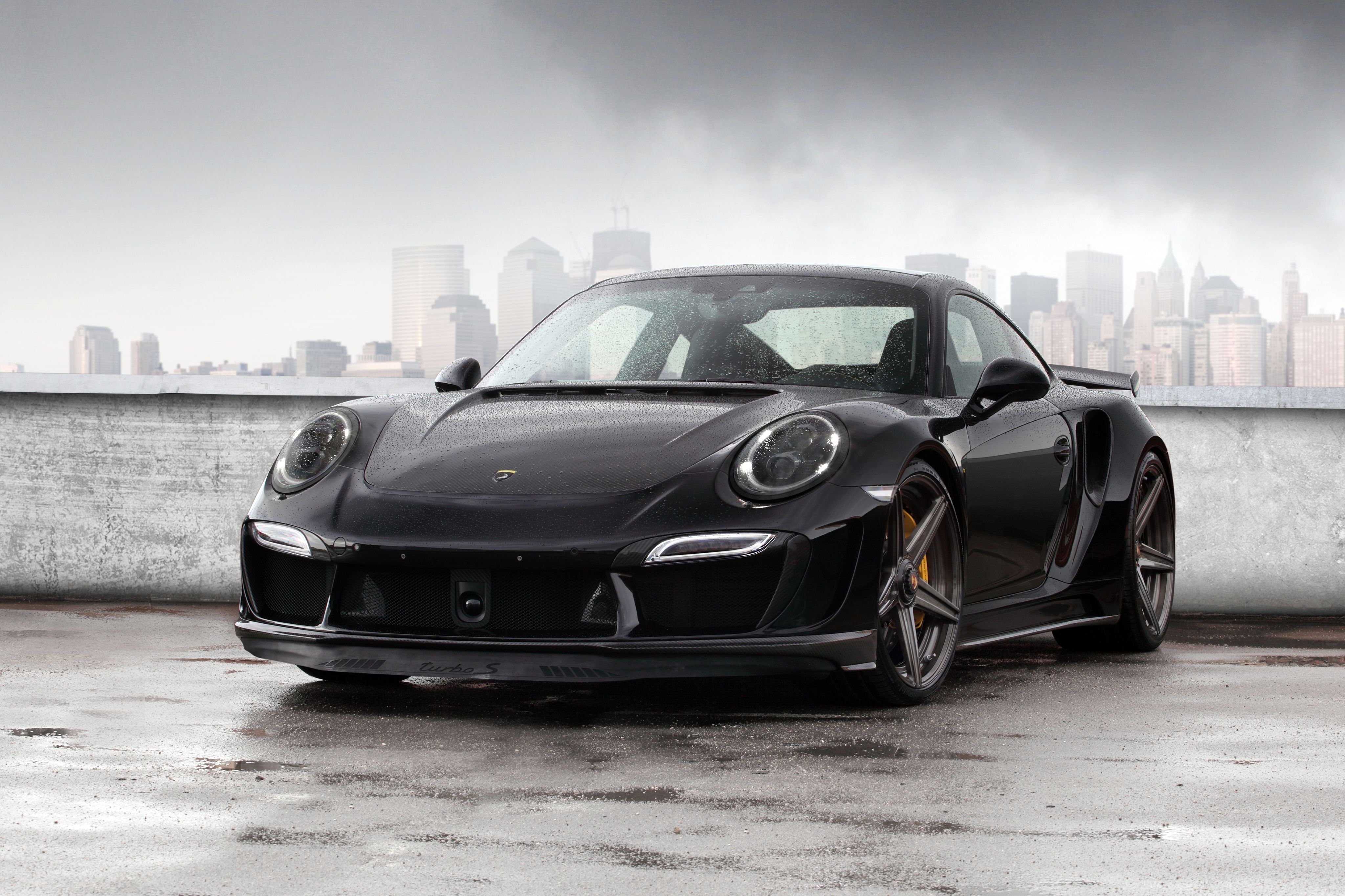 4096x2730 Wallpaper Black Porsche 911 on Road