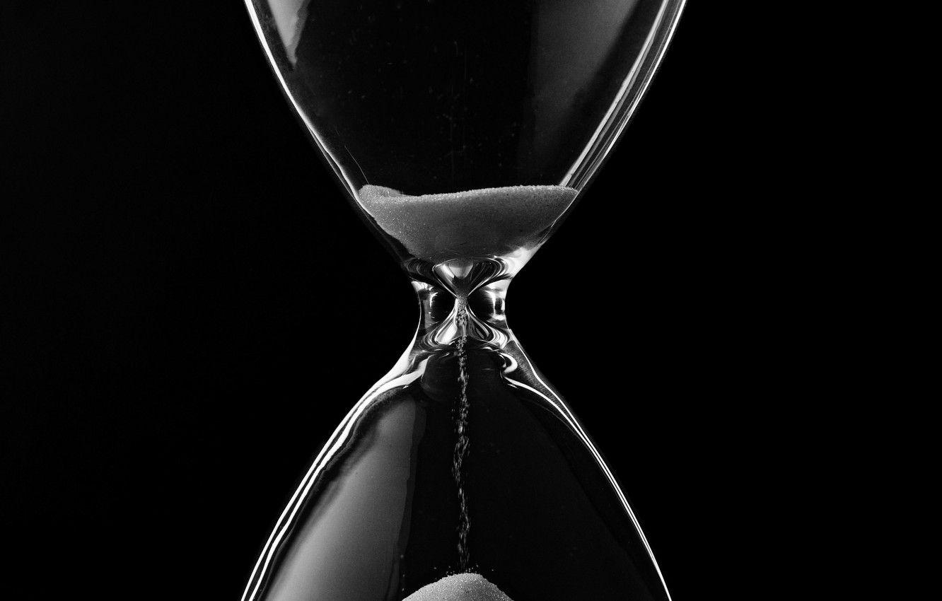 1332x850 Wallpaper glass, black, sand, time, hourglass image for desktop