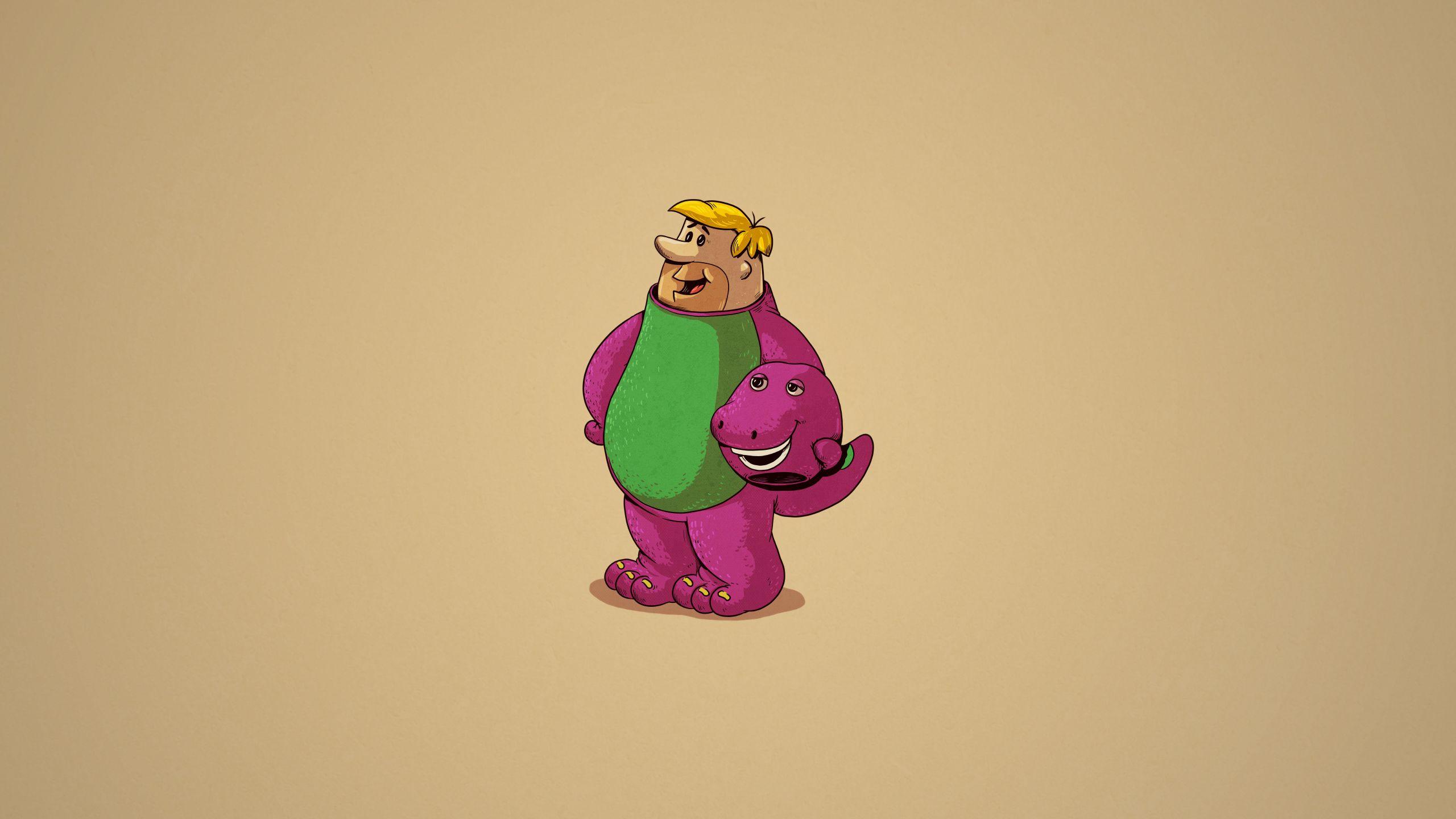 2560x1440 Barney Rubble in a Dinosaur Costume
